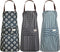 SATINIOR 3 Pieces Adjustable Bib Apron with Pockets, Waterproof Cooking Aprons for Men and Women, Chef Baking Cleaning