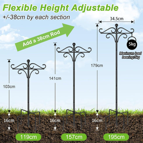 SEGNAYEN 92 Inch 1 Pack Bird Feeder Pole Stand Squirrel Proof, Shepherds Hooks for Outdoor Heavy Duty Feeders Stand