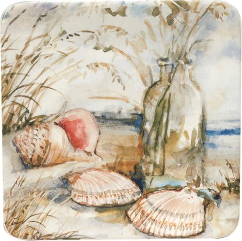Certified International Coastal Landscape 6" Canape Plates, Assorted Designs, Multicolor, Set of 4