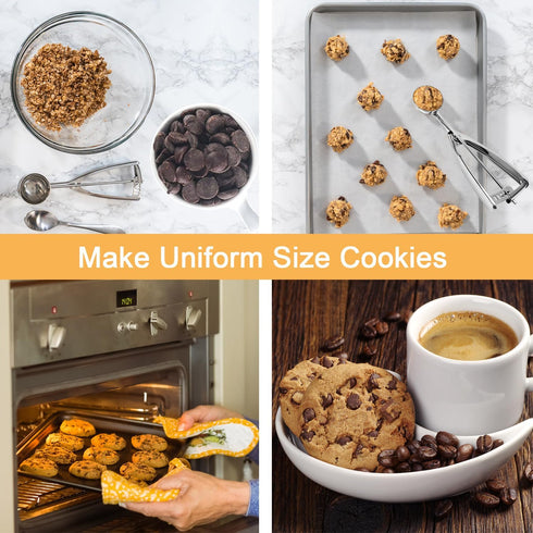 5.4 2.7 OZ, 2.5 inch/ 63MM 18/8 Large Cookie Scoop, Tbsp/ Ball, Stainless Steel Ice Cream Scoop, Cupcake Scoop