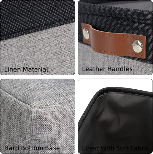 DULLEMELO Fabric Storage Basket for Organizing Clothes, Toys, Towels, Laundry, Nursery - Black & Gray