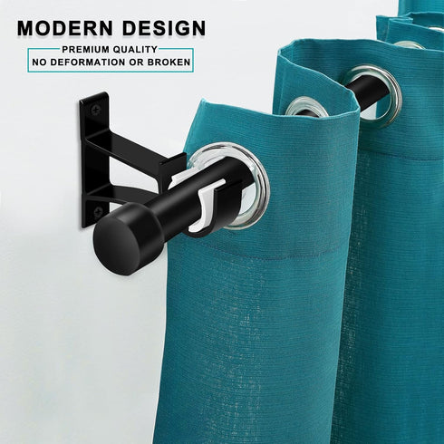 6 Pack Heavy Duty Curtain Rod Bracket, Curtain Rod Holders for Wall Drapery Rod Hangers, Black
