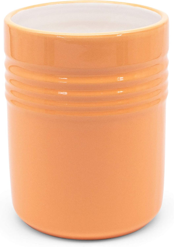 KooK Kitchen Utensil Holder - Ceramic Countertop Organizer, 5.3”, Dishwasher Safe (Coral)