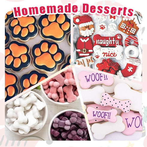 Silicone Molds, Puppy Dog Paw and Bone Molds for Baking, Chocolate Molds, Silicone Dog Treat Mold - 6 Pack