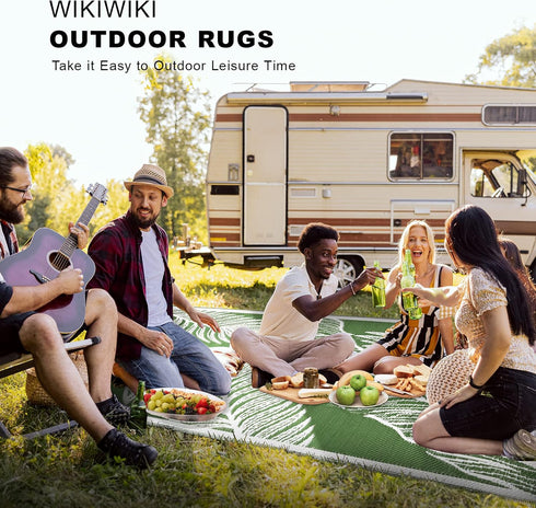 wikiwiki Outdoor Rug, 5x8ft, Waterproof Reversible Mat for Indoor Outdoor, Small Area Plastic Straw Rug