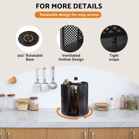 Rotating Paper Cup Dispenser, 4 Compartments, Removable Plastic Cup Storage & Lid Holder for Countertops