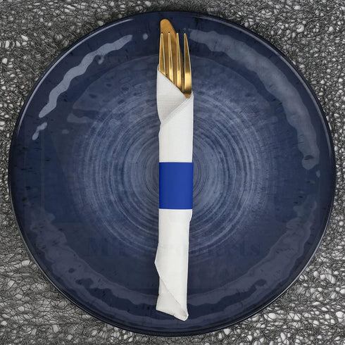 MT Products Royal Blue Self-Adhering Bond Paper Napkin Band - 1.5" x 4.25", Pack of 750