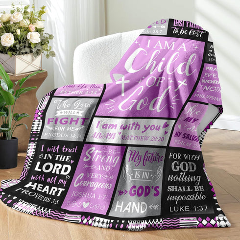 Sruemiul 50"x60" Communion Baptism Gifts for Girl - Christian Gifts for Women - I Am a Child of God Blanket