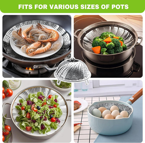 Zocy Premium Stainless Steel Steamer Basket for Instant Pot Accessories, Expandable for Food and Vegetables