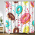 Colorful Donuts Shower Curtain Sets with Hooks, Pink Chocolate Lemon Blue Mint Glaze on White, Waterproof Bathroom Decor
