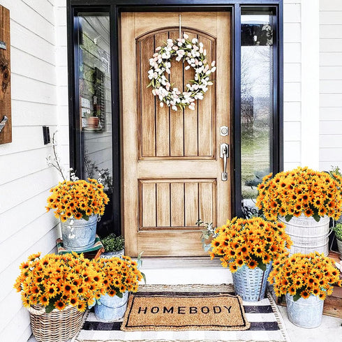 Uieke 6 Bundles Sunflowers Artificial Flowers - UV Resistant No Fade Fall Flowers, 24 Stems Greenery for Home Wedding