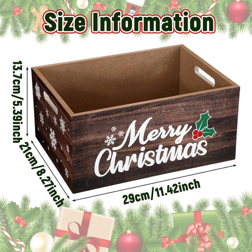 Namalu Christmas Hot Cocoa Bar Storage Box Wooden Crate with Handles Hot Cocoa Decorative Rustic Farmhouse Wood Basket