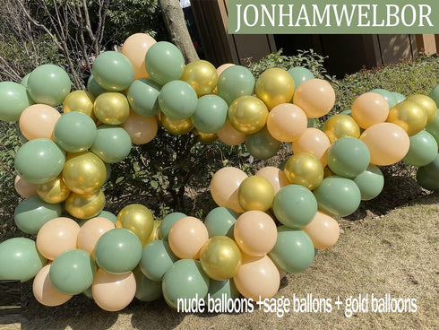 Jonhamwelbor Sage Green Balloons, Olive Green Eucalyptus Green, 100 Pack 12 Inch Matte Latex Balloons