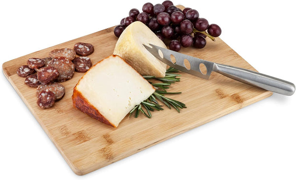 True Appetize Bamboo Cheese Board and Stainless Steel Knife Set, Serving Tray,