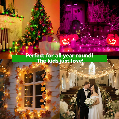 LitHome 200LED 66FT 9 4th Led Christmas Fairy Lights Plug in, Color Changing Fairy Lights with Remote, Modes Led