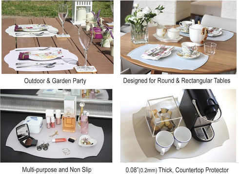 Premium Silicone Placemats, Set of 2, Misty Blue
