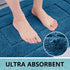 Buganda Bathroom Rugs, 24" x 16", Peacock Blue Soft Microfiber Bath Mats, Non-Slip Shaggy Carpet for Bathroom Floor