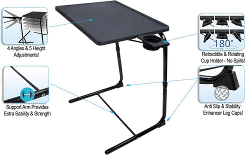 5 STAR SUPER DEALS Portable Foldable TV Tray Table Deluxe - Laptop, Eating, Drawing Tray Table Stand with Adjustable