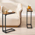 DALEMHOME Set 2 HKET1003-2BR C Shaped End Table, Couch Table That Slide Under, Small Side Table for Couch, Sofa