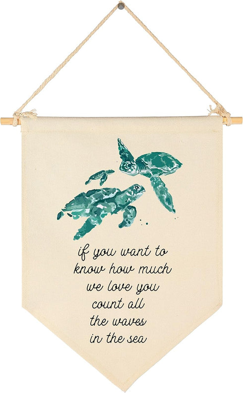 FYSIA We Love You-Ocean Turtle Theme Nursery Decor- Canvas Hanging Pennant Flag Banner