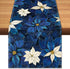 Winter Navy Blue Poinsettia Table Runner Christmas Floral Burlap Table Runners, Xmas