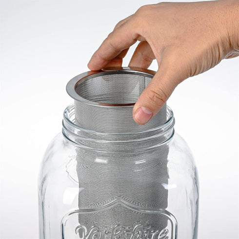 Cold Brew Pitcher, 1 Gallon Iced Coffee Maker, Cold Brew Mason Jar with Thick Glass Carafe and Stainless Steel Filter