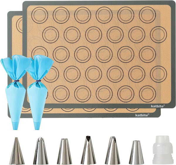 Macaron Silicone Baking Mats, Katbite Silicone Macaroons Baking Mat Set of 2, Reusable & Nonstick Bakeware