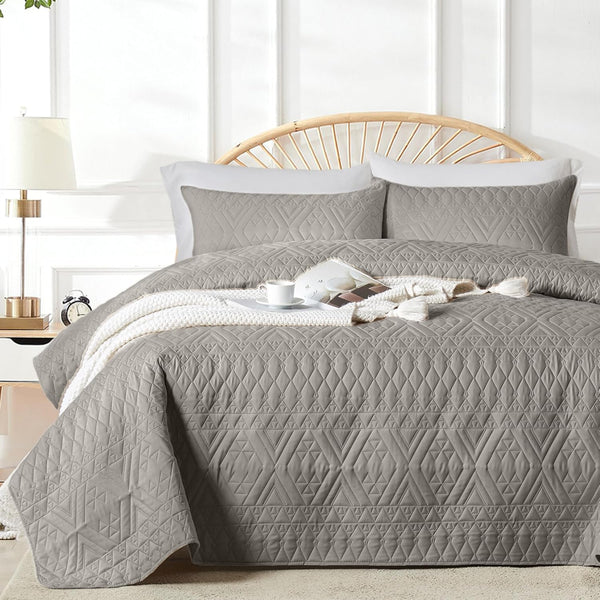 akkialla Full/Queen Size Quilt Bedding Set,Dark Grey Lightweight Microfiber Soft Bedspread,Modern Style