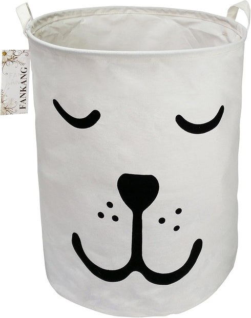 FANKANG Large Canvas Laundry Storage Basket, Foldable Nursery Hamper with Waterproof PE Coating for Kids, Office,
