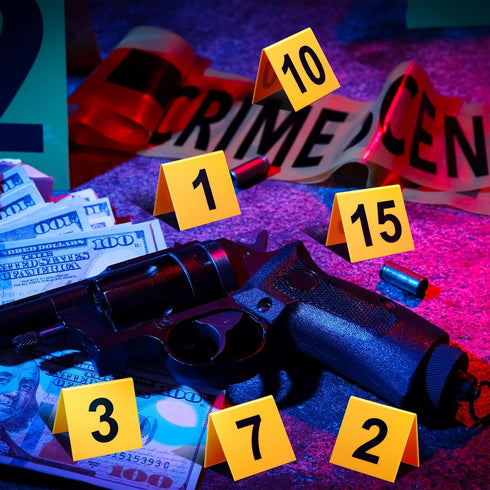 15 Pcs Evidence Markers, Crime Scene Markers Tents for Decorations, Mystery Decorations for Kids Adults Detective Game