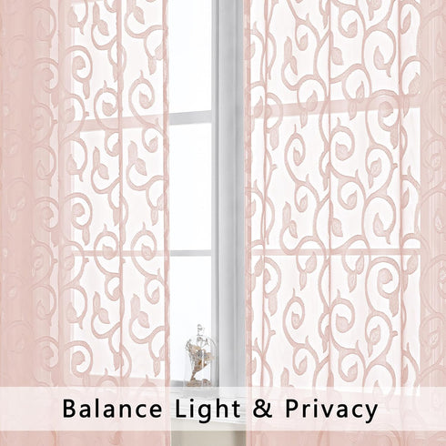 OWENIE Furman Sheer Curtains Set, 2 Panels 45 Inch Length for Living Room Bedroom, 42Wx45L inch