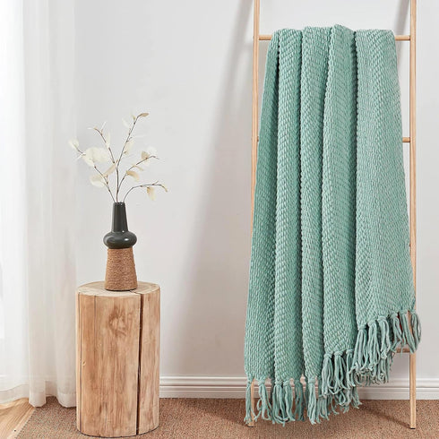 Home Soft Things Throw Blanket, Knitted Tweed, 50'' x 60'', Silver Blue, Cozy Warm Comfortable
