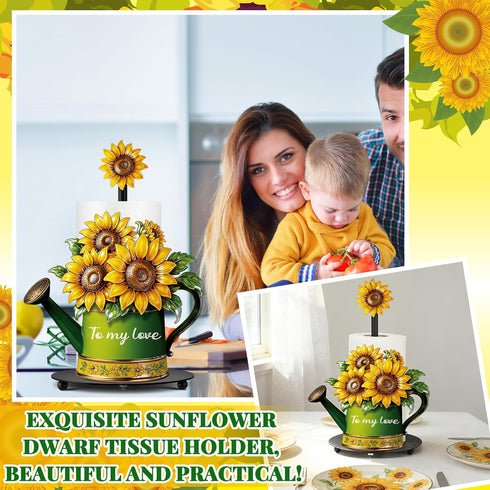 Countertop Summer Paper Towel Holder Kitchen Accessories Stand with Round Base Turtle Sunflower Gnome Bee Farmhouse