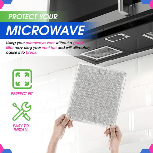 Microwave Filter Replacement 9" x 7.72" Fits WB6X486 GE Microwave Filter, Aluminum Mesh Screen Grease Filter