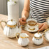 Set 6, 7 oz LETAOTAO Tea Cups and Saucers of Ceramic Turkish Coffee Cup With Gold Trim for Cappuccino, Latte, Mocha, Au