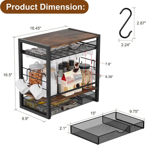 TQVAI K Cup Holder, 70 Capacity Coffee Pod Drawer & Organizer for Countertop, Black Coffee Bar Decor