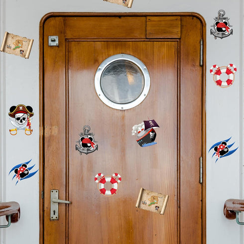 12 Pcs Cruise Door Magnet Stickers, Pirate Captain Mouse Sea Navigation Decorations for Cruise Ship Holiday Decor