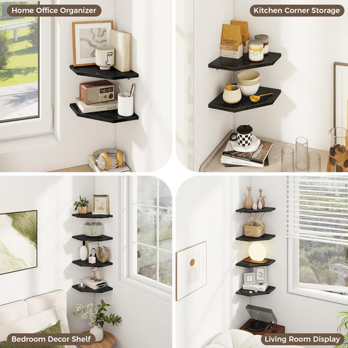 Realgulf 2-Pack Corner Shelves for Bathroom & Kitchen, Space-Saving Floating Corner Wall Shelf with Easy Installation