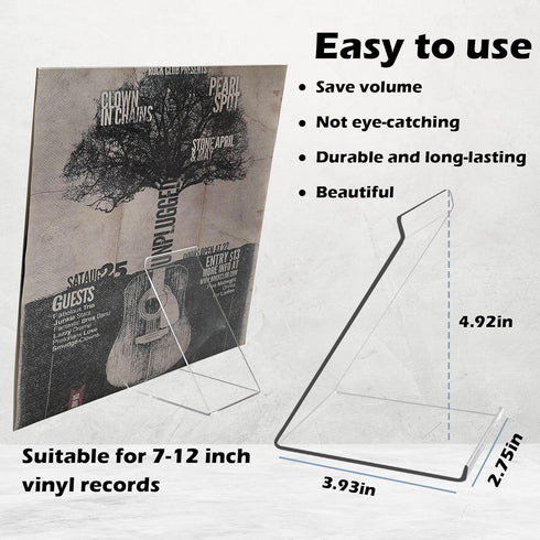 6 Pack Vinyl Record Stand Display, Clear Acrylic Tabletop Album Now Playing Holder, Album Record Holder LP Vinyl Record Storage Display Stand by AAiphuwew