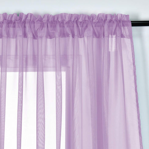 DONREN 2 Panels Lilac Purple Solid Color Sheer Curtains, Elegant Rod Pocket Voile Drapes for Living Room Bedroom (52X72