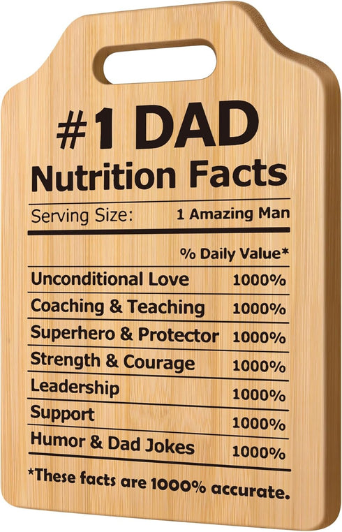 Father's Day Gifts For Dad, Best Dad Ever Gift, Dad Gifts from Son Daughter, Nutrition Facts Cutting Board