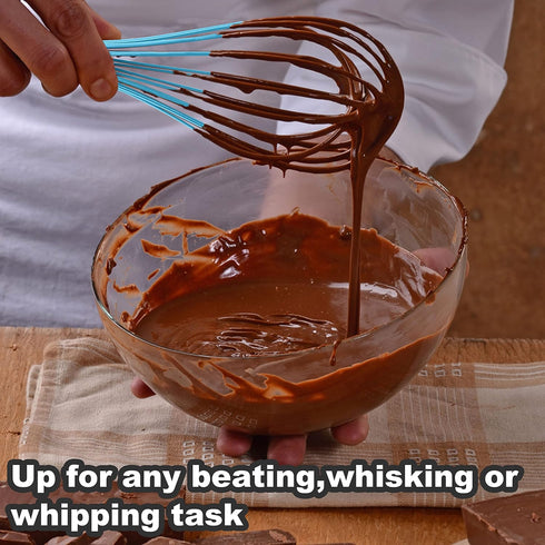 Anaeat Silicone Balloon Whisk, Heat Resistant Kitchen Whisks for Whisking, Cooking, Baking, Beating, Blue