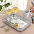 ELLDOO Mirror Tray, Hollow-Carved Jewelry Tray for Vanity, Glass Metal Trinket Storage Organizer for Bathroom
