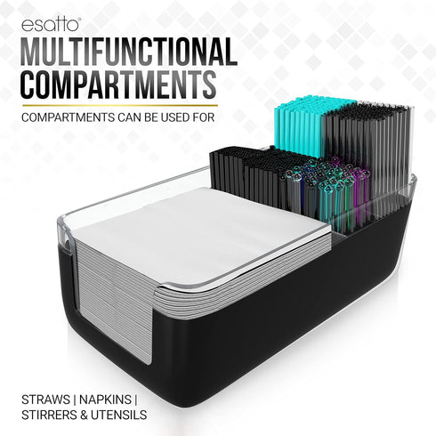 12 12 Esatto Professional Bar Products Premium Bar Caddy (Black), Used to Easily Organize Bar Items and Workspace
