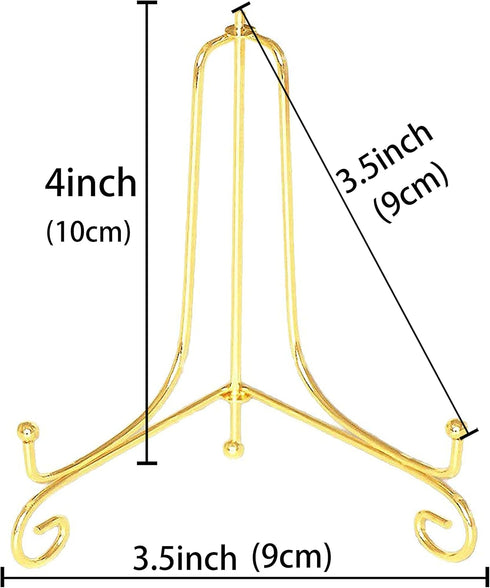 Artliving 2 Pack 4" Gold Iron Display Stand, Small Easel Plate Holder for Photos, Cards, Cookies, Decorative Plates