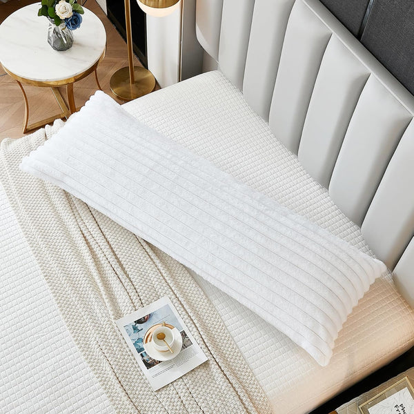 Uhamho Large Bed Body Pillow Cover 1 Pack Lumbar Striped Pillowcase Modern