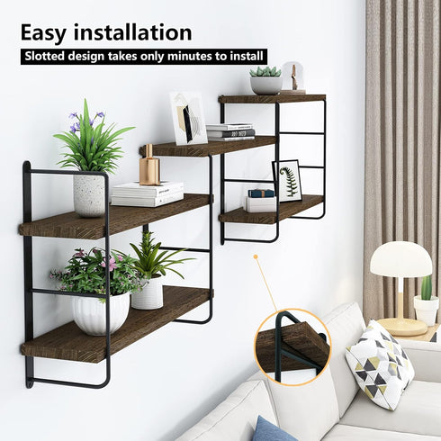 50W 17H) MXCSE Wall Shelves, Wall Mounted Bookshelves, DIY Floating Shelves for Wall, Wood Hanging Book Shelves
