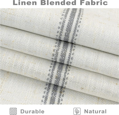 DriftAway Farmhouse Vertical Striped Linen Blend Valances, 18 Inch Blackout Kitchen Curtain Valance, 1 Panel for Living