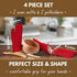 Native Fab Pot Holders and Oven Mitts Set - 4-Piece Kitchen Heat Resistant Cotton Set in Red