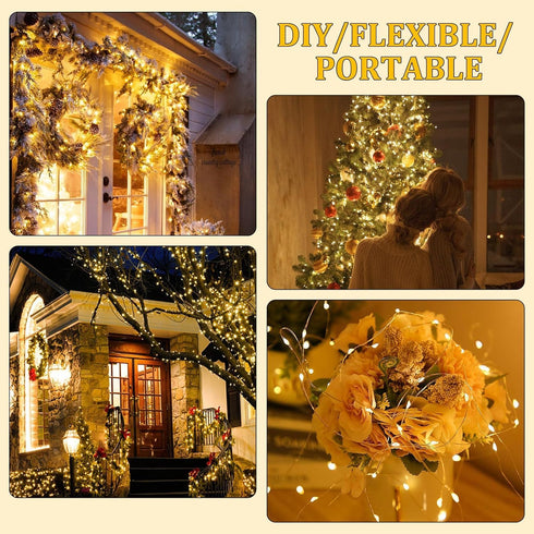 Nopsra 40ft 100 8 Fairy Lights Plug in, LED Indoor Outdoor String Lights,Twinkle String Lights for Bedroom with Remote